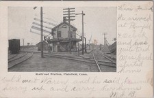 Railroad Depot Plainfield CT Tracks Caboose Signal Jamestown Stamp 1907 Postcard picture