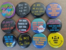 Lot of 12 Vintage 1990 Pinback Buttons 1.75 raunchy novelty retro 90 funny D picture
