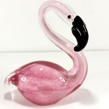 Murano Swan Italian Art Glass Clear Pink Heavy picture