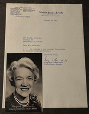 Margaret Chase Smith Signed Letter 1965 + Photo U.S. Senator Maine Autograph picture