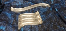 Vintage Danish Modern Cast Aluminum Wave Art Metal Trinket Dish Pair picture