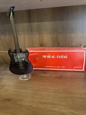 Vintage Sankyo Miniature Black Guitar Music Box w/ Stand & Original Box Elvis P picture