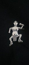 Vintage Navajo Sterling Silver Mudhead Kachina Sandcast Hand Stamped Pin 2” picture