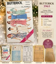 Butterick 3965 Vintage 1980s Dress Pattern Size 14 16 18 Uncut Factory Folded... picture