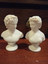 Antique Victorian Parian Ware Busts Cupid & Flora J&TB Bevington 6” 1800's picture