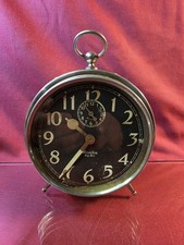Vtg WESTCLOX BIG BEN Alarm Clock Nickel Black Face Working Restoration Project picture