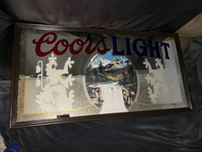 Vintage Coors Light Etched Glass Waterfall & Crest (RARE) picture