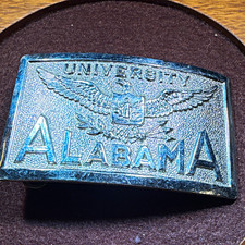 Vtg 1950s 1960s University of Alabama Military School Belt Buckle Eagle Crest picture