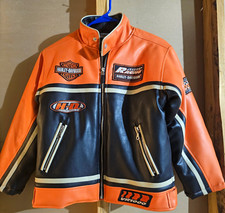 Vintage Harley-Davidson VR1000 Kids Racing Motorcycle Jacket Orange/Black Size 8 picture