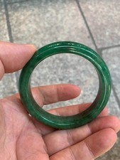 Excellent Pure Chinese Solid Deep Green Jadeite Jade Bangle Bracelet  picture