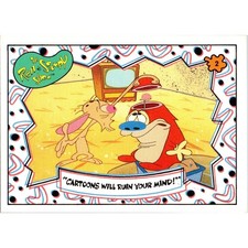 1993 Topps Ren and Stimpy Trading Card 2 Cartoons Will Ruin Your Mind Vintage picture