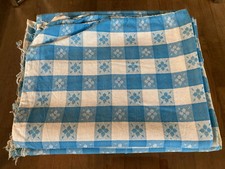 1 Vintage Cotton Feedsack Fabric Blue White Med Gingham Check 1920-1950s 2-Avail picture