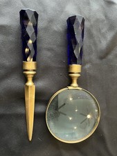 VINTAGE TWO'S COMPANY GATCHINA ANTIQUE BRONZE LETTER OPENER & MAGNIFIER SET (CR picture