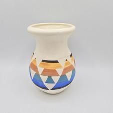 Sioux Pottery Vase Short Bull Signed Geometric Native American Vintage 4.5