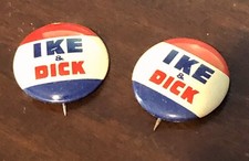 WOW TWO PINS - IKE & DICK, 1956 Presidential Election Original Union Pins-VOTE picture
