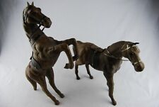 Pair of Vintage Leather Wrapped Horse Figure Figurine Statue Antique Equestrian picture