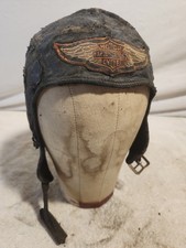 Authentic 1920's Harley-Davidson Leather Clipper Motorcycle Skull Cap Ultra Rare picture