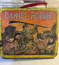 Vintage 1955 Daniel Boone Metal Lunchbox Aladdin Industries 1st Ed No Thermos picture