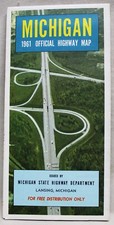 STATE OF MICHIGAN OFFICIAL GOVERNMENT HIGHWAY ROAD MAP 1961 VINTAGE AUTO TRAVEL picture