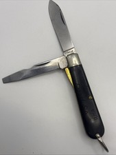 Camillus TL-29 Electrician’s Knife 2 Blade Black Handle Vintage USA K09211 picture
