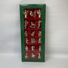 Vintage Dillards Trimmings Christmas Ornaments Set of 18 Gold 1.5