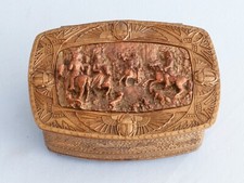 Antique Brass Box France French King Hunting Scene  picture