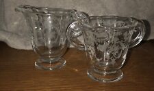 Vintage Fostoria Navarre Clear Etched Glass Open Sugar and Creamer Set picture