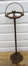 VINTAGE CAST IRON TWISTED CIGAR STAND SMOKING CIGARETTE ASHTRAY RUSTIC PATINA picture