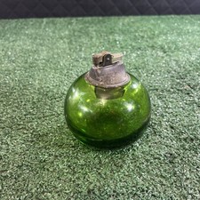 Mid century Green blown Glass Tabletop Lighter with Metal Top Made In Japan picture