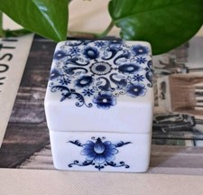 Vintage Limoges France Porcelain Blue Flowers Trinket Jewelry Box Lid Gift picture