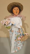 Byers Choice Carolers Woman Blue Print Dress Basket of Flowers 2011 Spring RARE picture