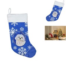Caroline's Treasures SS4620-CS Maltese Winter Snowflakes Christmas Stocking picture