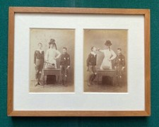 Antique Victorian Humour Cabinet Photos Kitchen Boy Wearing Bonnet in Drag picture
