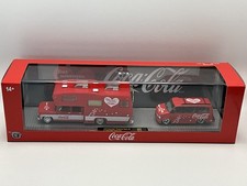 Coca-Cola Diecast Truck/Camper & Car Set Red/White Soda Theme in Display Box picture