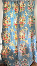 Pair Vintage Retro Floral Curtains Drapes w/ Pinch Pleats B184 picture