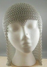 Aluminum Chainmail Hood Women Armor Party Costume Chain mail Butted Coif LARP picture