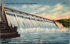 1948 Grand Coulee Dam Washington Vintage Postcard 4P24-16 picture
