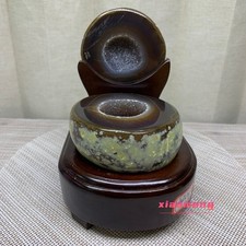 2.4LB Natural Agate Treasure Basin Geode Crystal Cluster Specimen With Wooden B picture