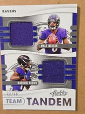 PANINI ABSOLUTE LAMAR JACKSON MARQUISE BROWN DUAL JERSEY CARD #48/49 picture