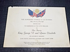 1939-King George VI & Queen Elizabeth 1939 NYC Royal Visit Invitation picture
