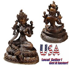 10.6cm Green Tara Vajrayana Figures Antique Tibet Buddha Statue Worship Ornament picture