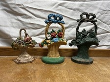 Lot of 3 Cast Iron Flower Doorstops. Hubley #152 and 2 Larger Ones  picture
