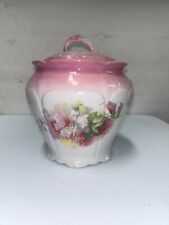 Vintage Hand Painted Flowers Ceramic Biscuit/Cracker Jar (fc213-5/b0926) picture