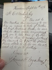 1871 Hudson NY Handwritten Letter Regarding First National Bank Note picture