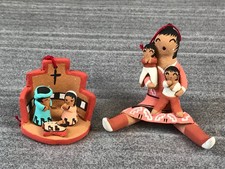 2 Vintage Native American M.C. San Felipe NM NATIVITY STORYTELLER Ornaments picture