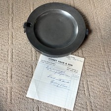 Antique c1750 English Pewter Hot Water Warming Plate Crown X Provenance picture