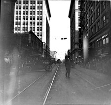 LOS ANGELES ANTIQUE PHOTO NEGATIVE DOWNTOWN c. 1905 picture
