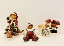 Boyds Bears Christmas Santa Figurines Lot of 3 Nickleby Pudgenick Kringlefrost picture