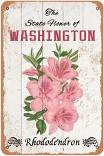 The State Flower of Washington Rhododendron for Room,Tin Metal Signs Home Décor picture