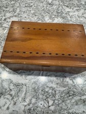 vintage inlaid wooden jewelry box footed - aztec on top design picture